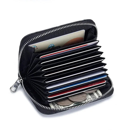 Quilting Embroidered Credit Holder Small Leather Zipper Case Wallet for Women Fashion Brand bag with 9 Card Slots