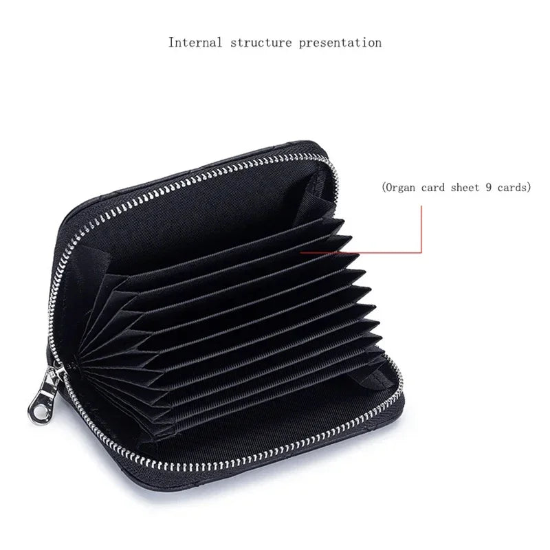 Quilting Embroidered Credit Holder Small Leather Zipper Case Wallet for Women Fashion Brand bag with 9 Card Slots