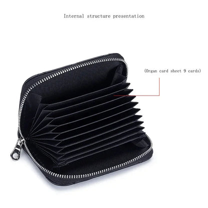 Quilting Embroidered Credit Holder Small Leather Zipper Case Wallet for Women Fashion Brand bag with 9 Card Slots