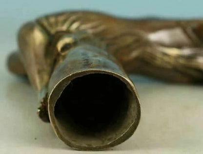 RARE CHINA BRONZE STATUE BELLE CANE WALKING STICK HEAD HANDLE OLD ACCESSORIE