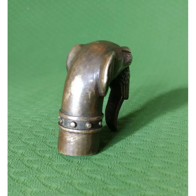 RARE VICTORIAN OLD BRONZE HAND CARVED DOG BITE BIRD STATUE WALKING STICK HEAD