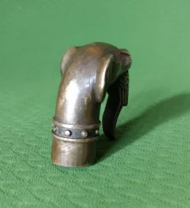 RARE VICTORIAN OLD BRONZE HAND CARVED DOG BITE BIRD STATUE WALKING STICK HEAD