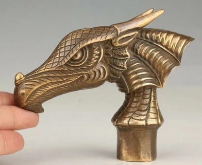 RETRO BRONZE DINOSAUR DRAGON CANE WALKING STICK HEAD HANDLE ACCESSORIES