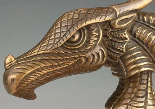RETRO BRONZE DINOSAUR DRAGON CANE WALKING STICK HEAD HANDLE ACCESSORIES