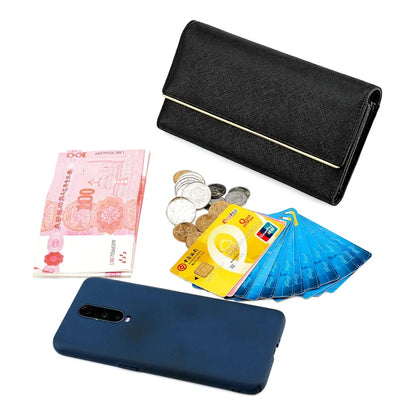 RFDI Anti-theft Brush Long Lady's Genuine Leather Large Capacity Ladies Tri-fold Wallet Coin Purse