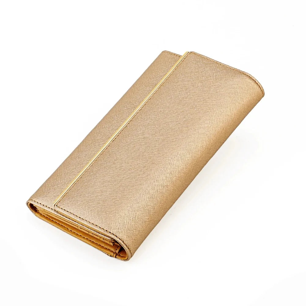 RFDI Anti-theft Brush Long Lady's Genuine Leather Large Capacity Ladies Tri-fold Wallet Coin Purse