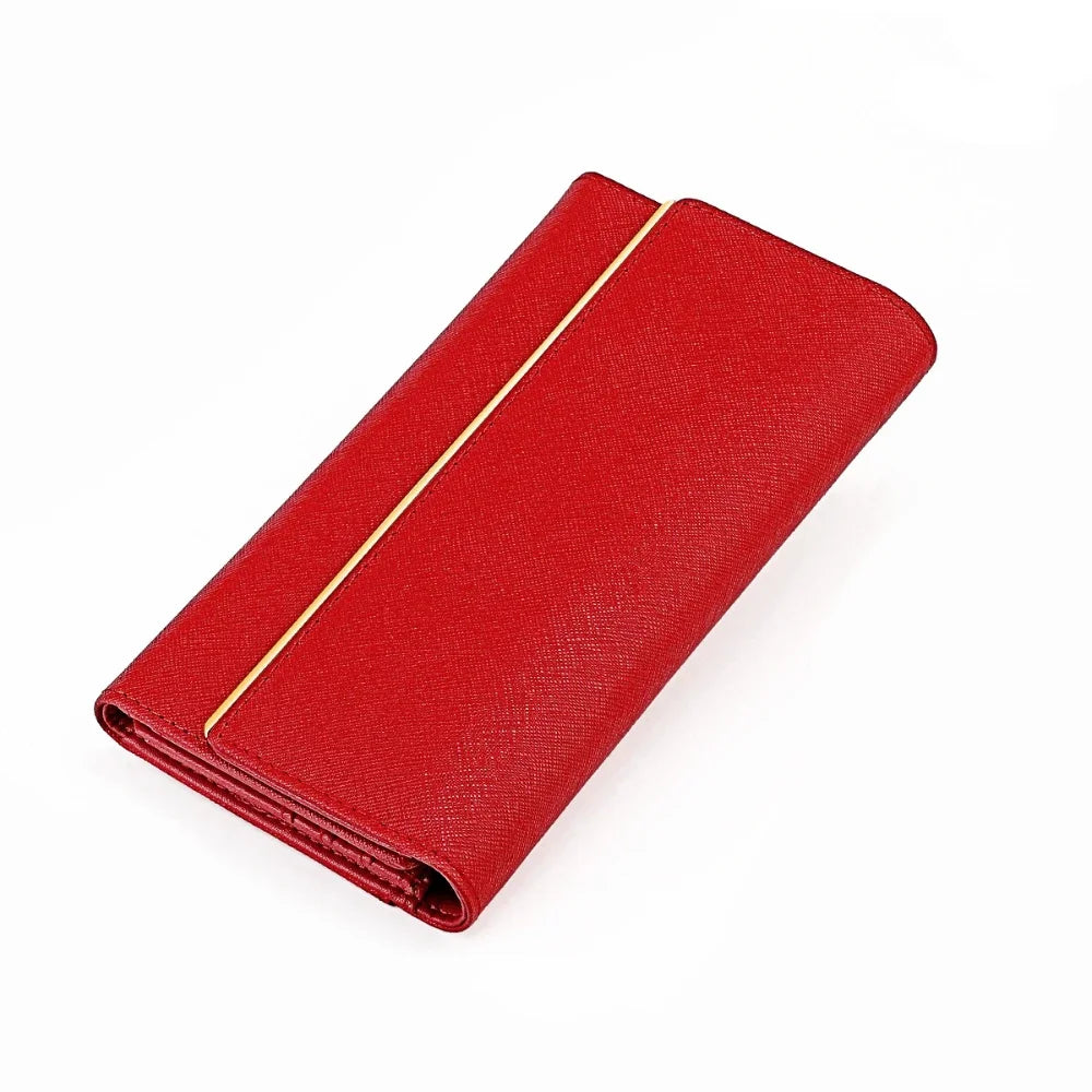 RFDI Anti-theft Brush Long Lady's Genuine Leather Large Capacity Ladies Tri-fold Wallet Coin Purse