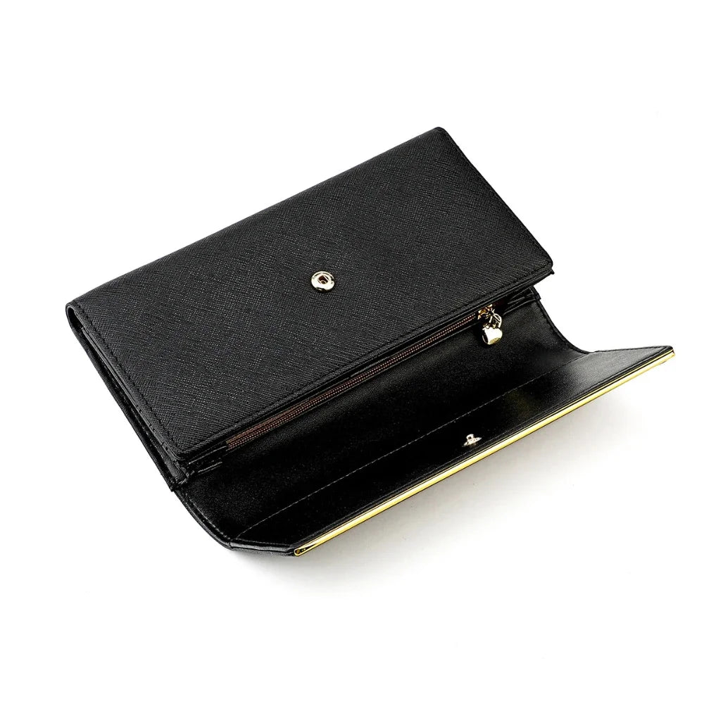 RFDI Anti-theft Brush Long Lady's Genuine Leather Large Capacity Ladies Tri-fold Wallet Coin Purse