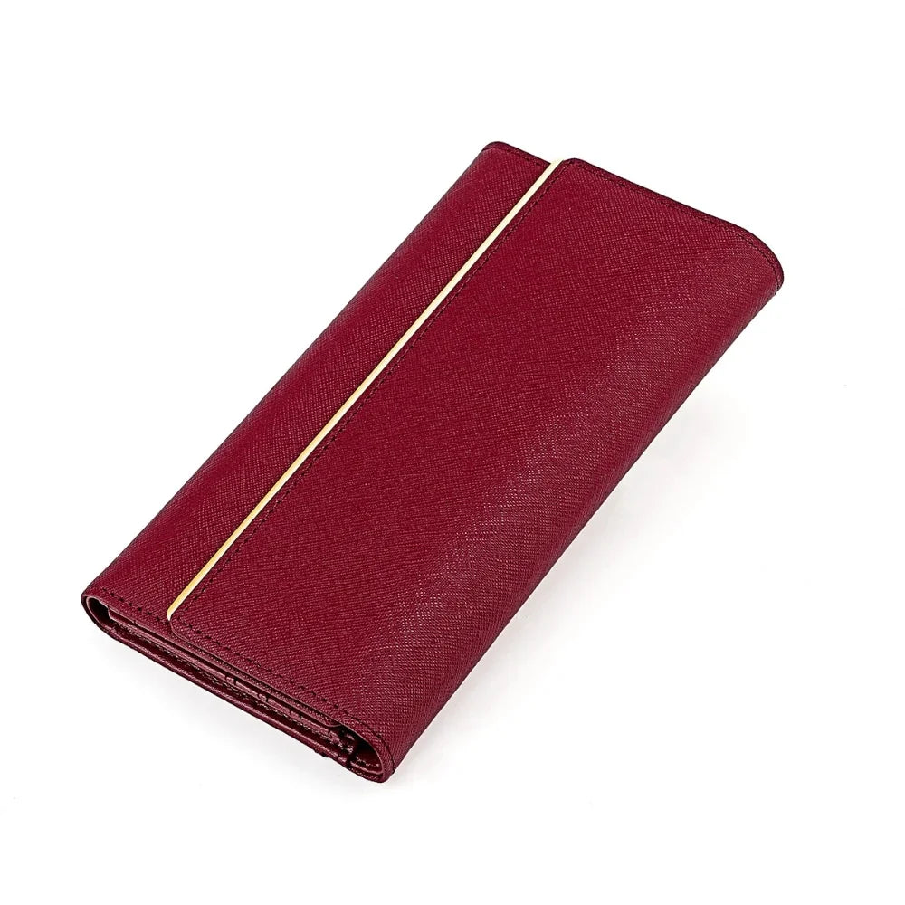 RFDI Anti-theft Brush Long Lady's Genuine Leather Large Capacity Ladies Tri-fold Wallet Coin Purse