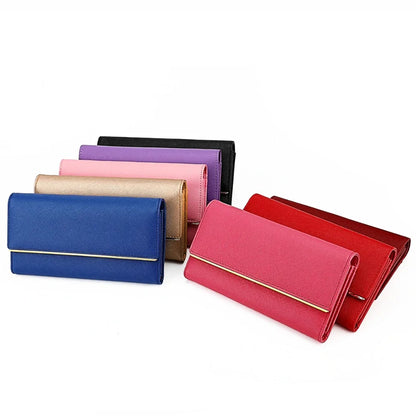 RFDI Anti-theft Brush Long Lady's Genuine Leather Large Capacity Ladies Tri-fold Wallet Coin Purse