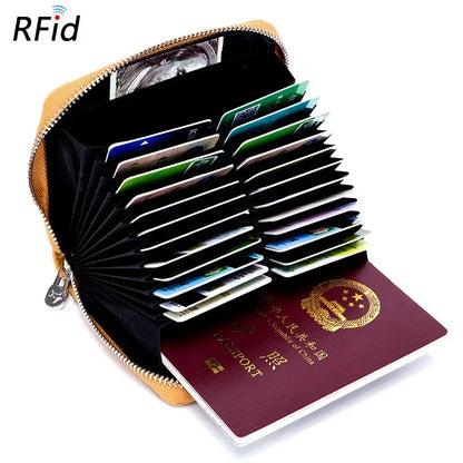 RFID Blocking Genuine Leather Women Wallets Men Credit Wallet Anti Theft 36 Card Holder Man Passport Cell Phone Purse