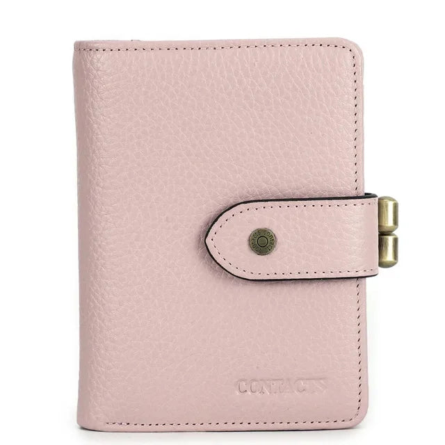 RFID Blocking Genuine Leather Women's Wallet Anti-Theft Chip, Fashionable Large Capacity Coin Purse with Multiple Compartme