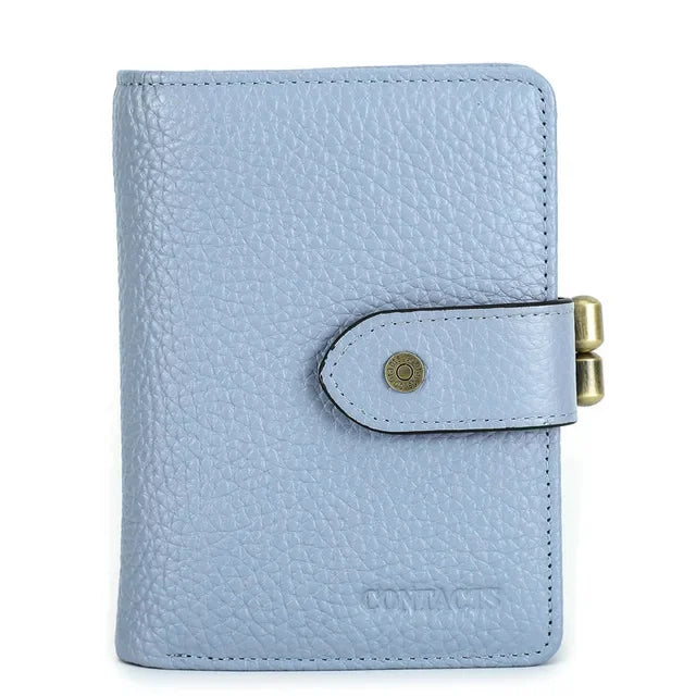 RFID Blocking Genuine Leather Women's Wallet Anti-Theft Chip, Fashionable Large Capacity Coin Purse with Multiple Compartme