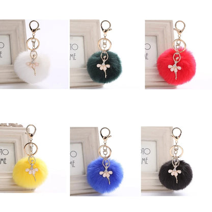Rabbit Fur Ball Cell Phone Car Keychain Pendant Handbag for Key