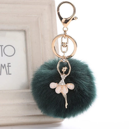 Rabbit Fur Ball Cell Phone Car Keychain Pendant Handbag for Key