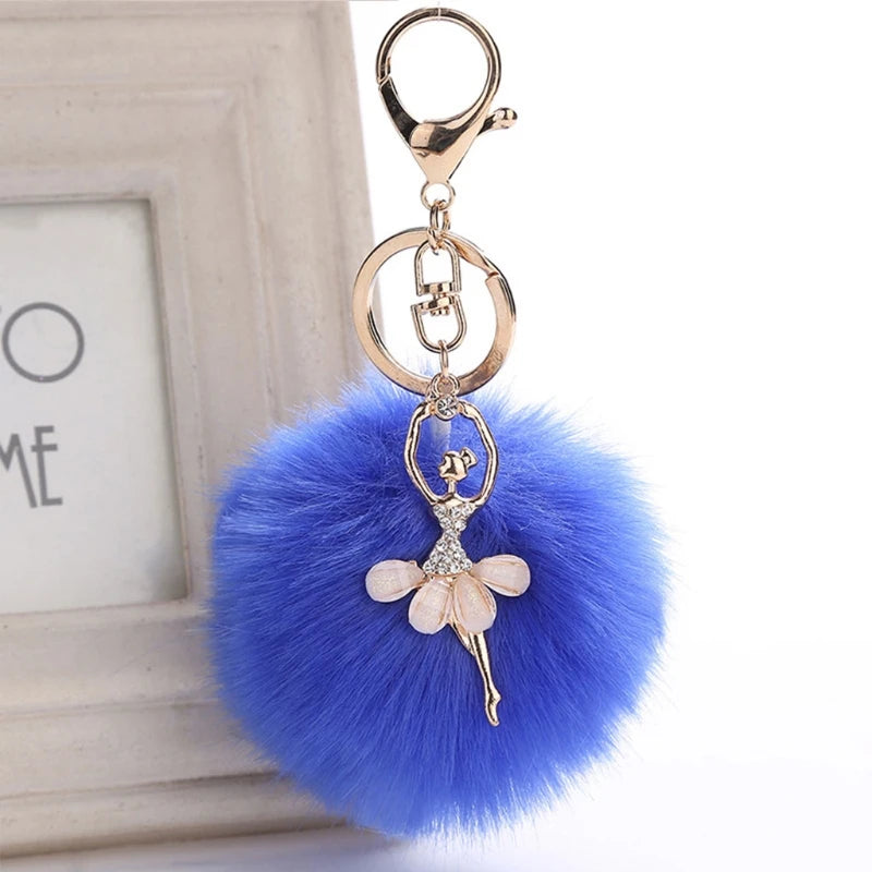 Rabbit Fur Ball Cell Phone Car Keychain Pendant Handbag for Key