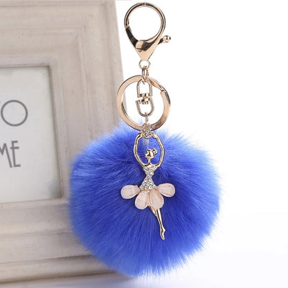 Rabbit Fur Ball Cell Phone Car Keychain Pendant Handbag for Key