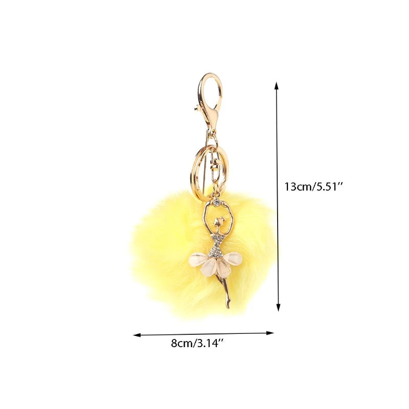 Rabbit Fur Ball Cell Phone Car Keychain Pendant Handbag for Key