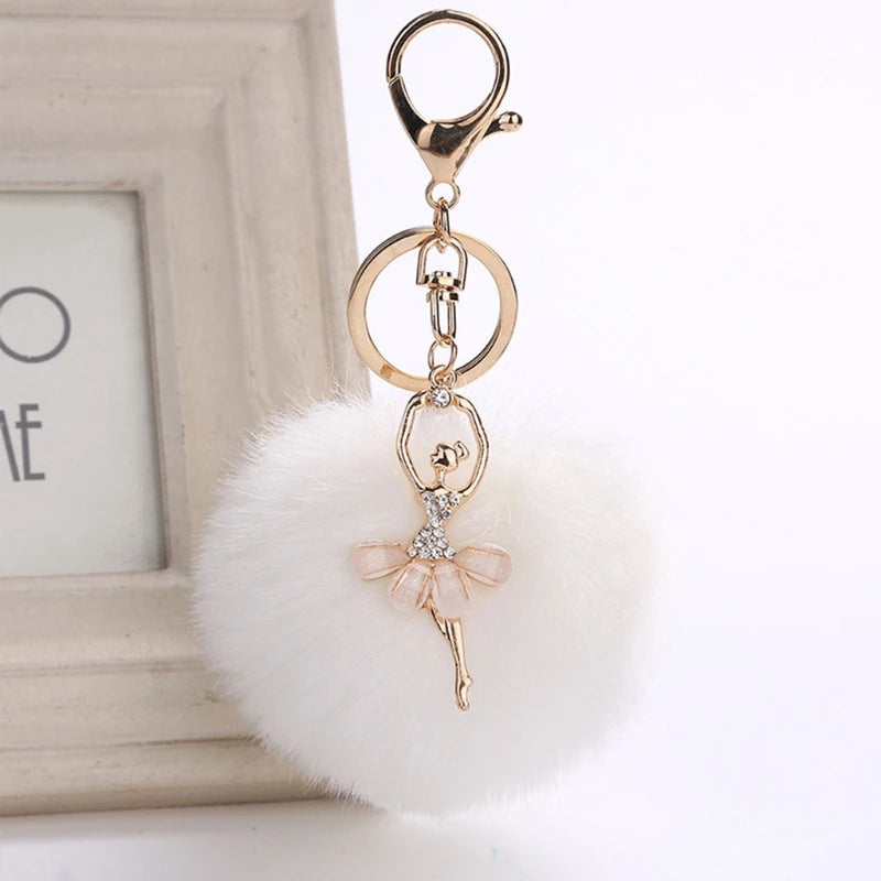 Rabbit Fur Ball Cell Phone Car Keychain Pendant Handbag for Key