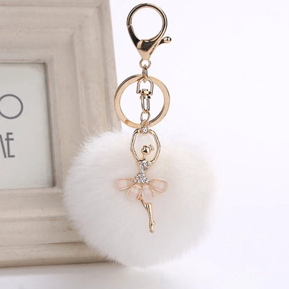 Rabbit Fur Ball Cell Phone Car Keychain Pendant Handbag for Key