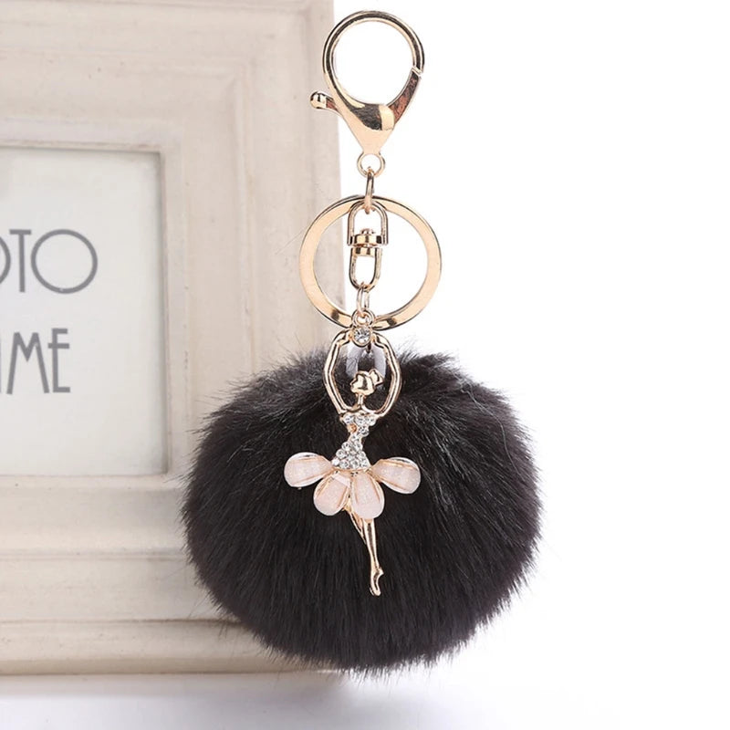 Rabbit Fur Ball Cell Phone Car Keychain Pendant Handbag for Key