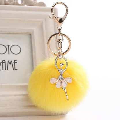 Rabbit Fur Ball Cell Phone Car Keychain Pendant Handbag for Key