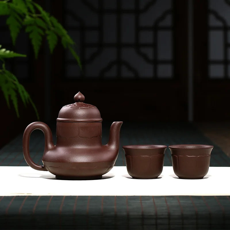 Rain Medium Sand Ruyi Lotus Tea Cozy Set Regular Moon Red Siting Purple Clay Pot Raw Ore Gift