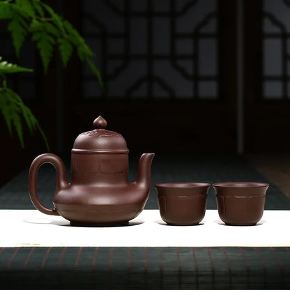 Rain Medium Sand Ruyi Lotus Tea Cozy Set Regular Moon Red Siting Purple Clay Pot Raw Ore Gift