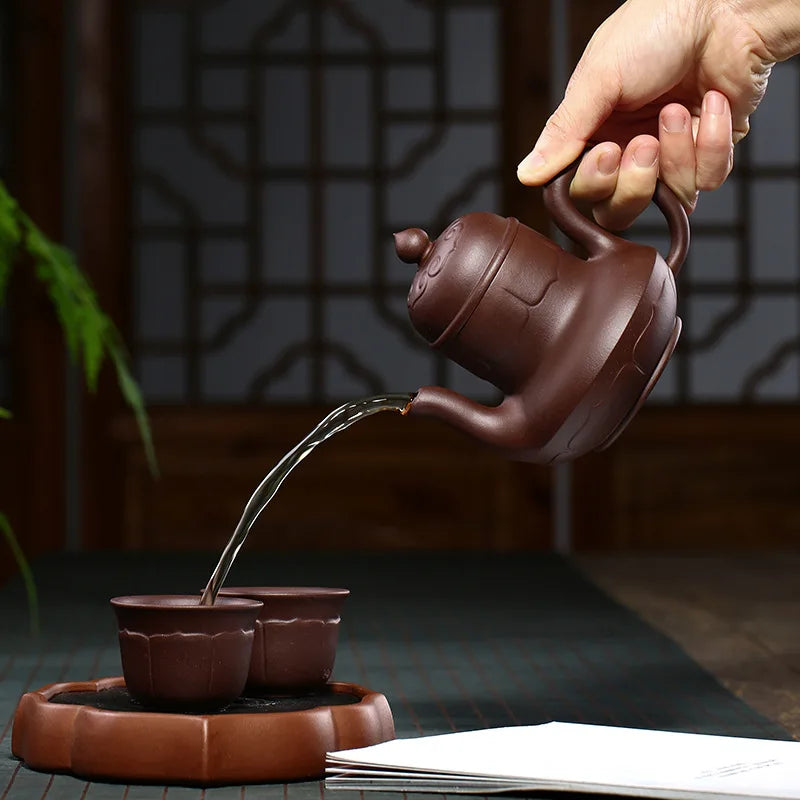 Rain Medium Sand Ruyi Lotus Tea Cozy Set Regular Moon Red Siting Purple Clay Pot Raw Ore Gift