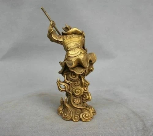 Rare China Myth Bronze Sun Wukong Monkey King Hold Stick Fight Statue
