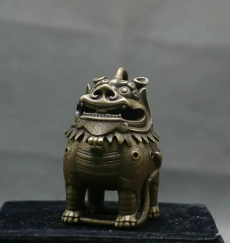 Rare Chinese Bronze Copper Palace Lion Beast Snake Incense Burner Censer Statue