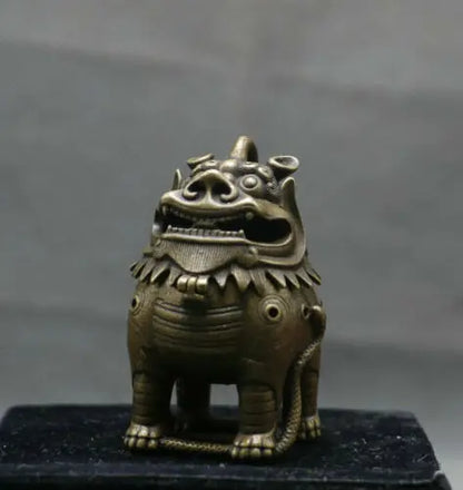 Rare Chinese Bronze Copper Palace Lion Beast Snake Incense Burner Censer Statue