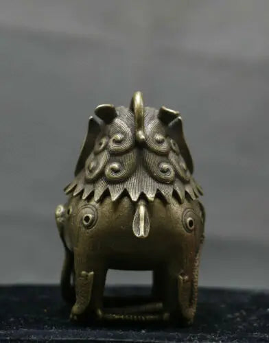 Rare Chinese Bronze Copper Palace Lion Beast Snake Incense Burner Censer Statue