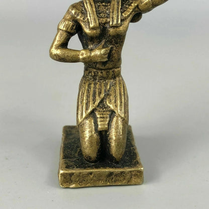 Rare Collectible Chinese Old Antique Brass Handwork Wolf Head God Anubis Statue