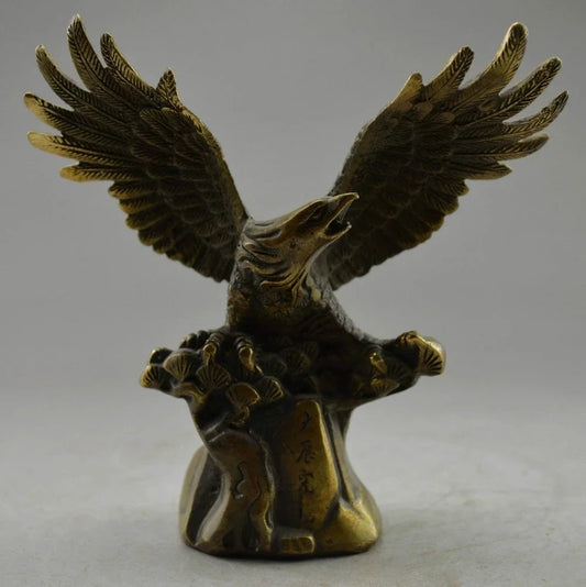 Rare Old Collectible Decorated Old Handwork Copper Carved Eagle Tree Statue copper tools wedding Decoration Brass Bronze