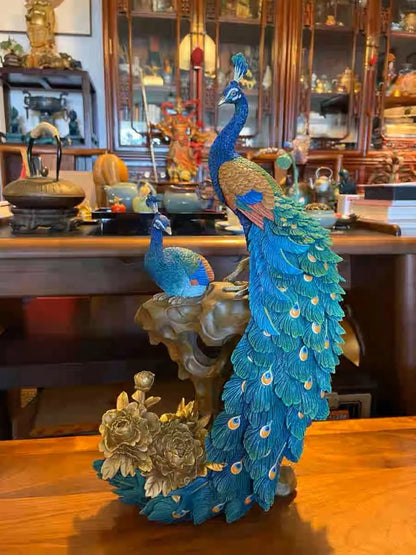 Rare TOP decoration ART 2023 high grade Good luck Auspicious wealth peacock Sculpture HOME OFFICE BAR CLUB bring money Large