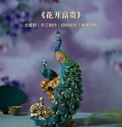 Rare TOP decoration ART 2023 high grade Good luck Auspicious wealth peacock Sculpture HOME OFFICE BAR CLUB bring money Large
