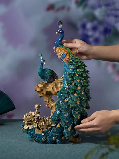 Rare TOP decoration ART 2023 high grade Good luck Auspicious wealth peacock Sculpture HOME OFFICE BAR CLUB bring money Large