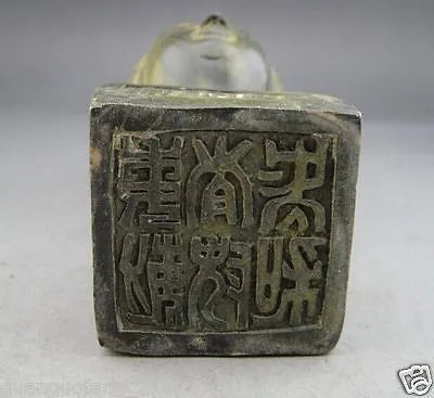 Rare collectibles Old Tibetan Buddhism Kwan-yin Bronze gilt Statue Seal Signet