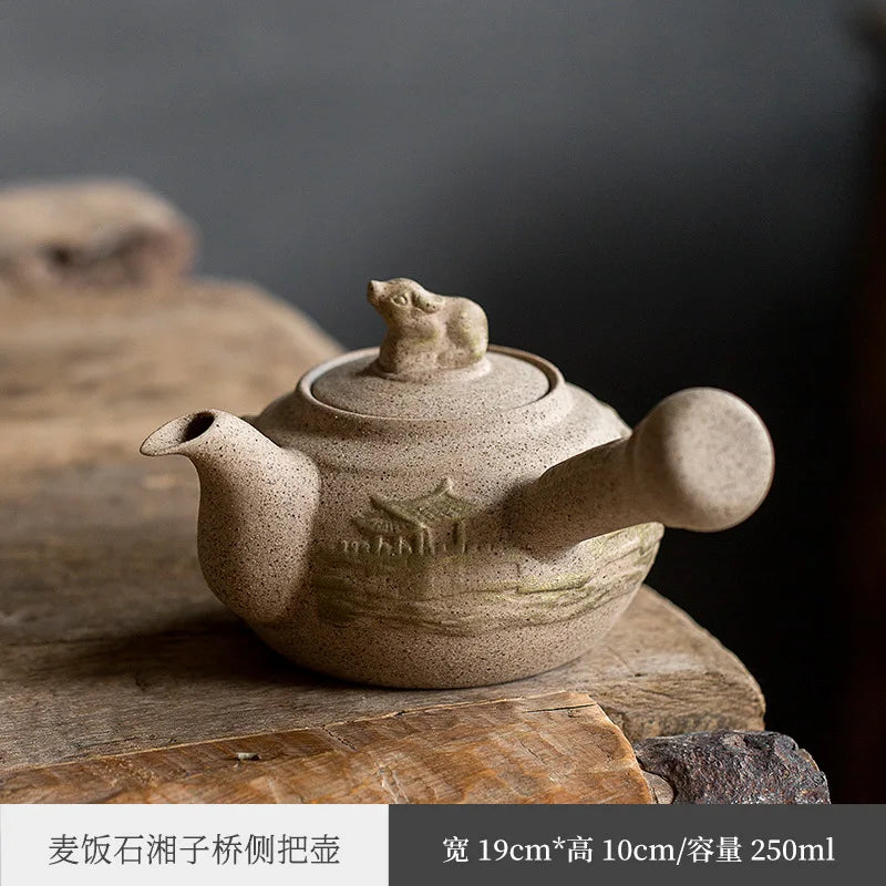 Rattan Cooking Loop-Handled Teapot Outdoor Outdoor Ceramics Alcohol Stove Charcoal Stove Tea Cooker Warm Tea Stove Base Set