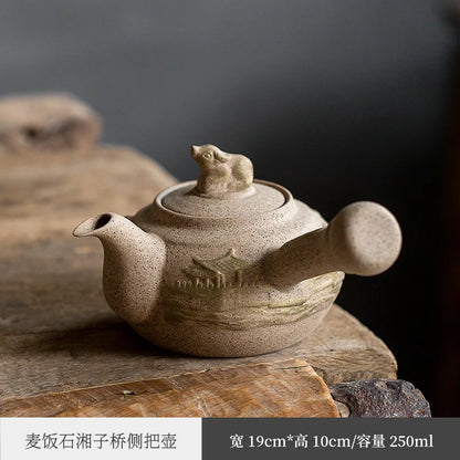 Rattan Cooking Loop-Handled Teapot Outdoor Outdoor Ceramics Alcohol Stove Charcoal Stove Tea Cooker Warm Tea Stove Base Set
