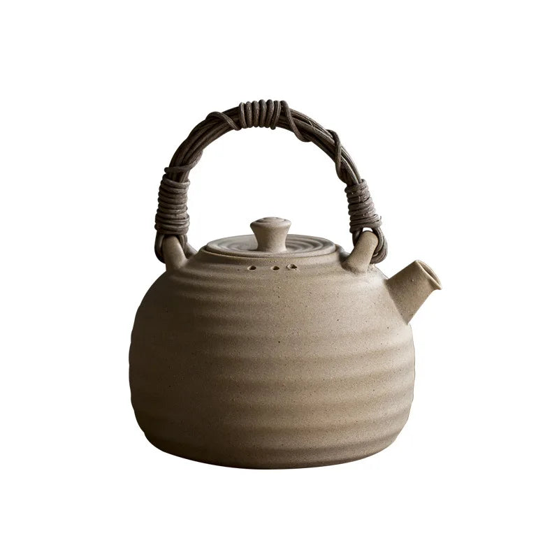 Rattan Cooking Loop-Handled Teapot Outdoor Outdoor Ceramics Alcohol Stove Charcoal Stove Tea Cooker Warm Tea Stove Base Set