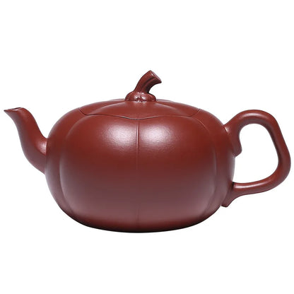 Raw Mine Dahongpao Pumpkin Teapot, Zisha Teapot, Yixing Handmade Pot, Kung-Fu Teaware, Purple Clay Drinkware for Puer Green