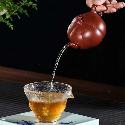 Raw Mine Dahongpao Pumpkin Teapot, Zisha Teapot, Yixing Handmade Pot, Kung-Fu Teaware, Purple Clay Drinkware for Puer Green