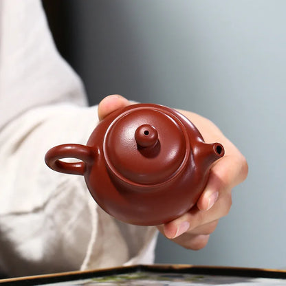 Raw Ore Dahongpao Sketch Rongtian Brewing Teapot, Zisha Teapot, Yixing Handmade Pot, Kung-Fu Teaware Purple Clay Drinkware
