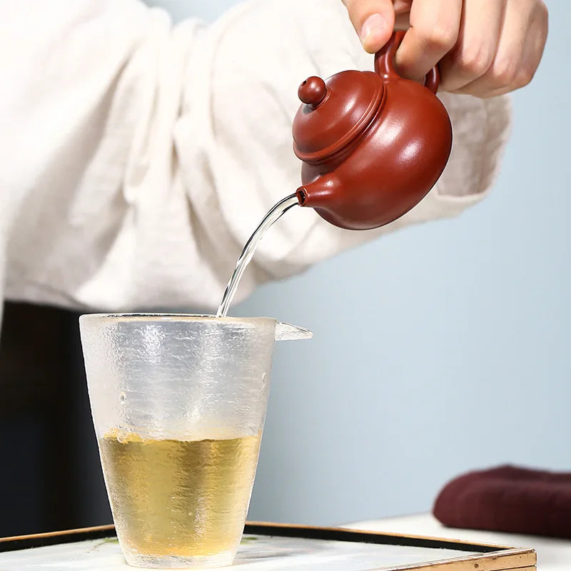 Raw Ore Dahongpao Sketch Rongtian Brewing Teapot, Zisha Teapot, Yixing Handmade Pot, Kung-Fu Teaware Purple Clay Drinkware