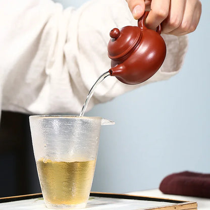Raw Ore Dahongpao Sketch Rongtian Brewing Teapot, Zisha Teapot, Yixing Handmade Pot, Kung-Fu Teaware Purple Clay Drinkware