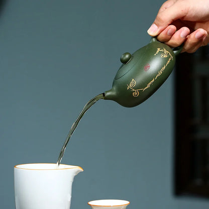 Raw Ore Green Mud Purple Clay Xishi Teapots Beauty Kettle Authentic Yixing Tea Pots Handmade Hand Painted Teaware 200ml