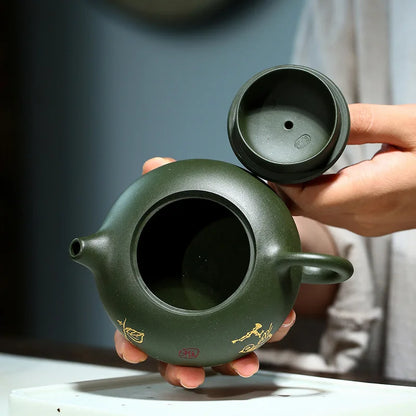 Raw Ore Green Mud Purple Clay Xishi Teapots Beauty Kettle Authentic Yixing Tea Pots Handmade Hand Painted Teaware 200ml
