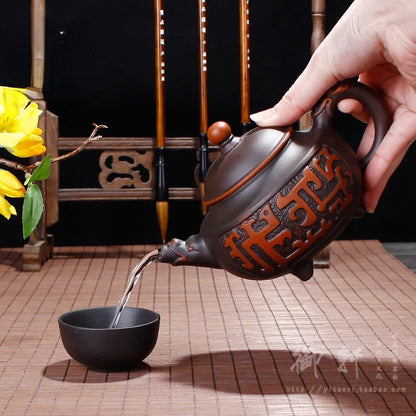 Raw Ore Household Teapot Handmade Large Capacity Tea Making Device Ceramic Purple Sand Kung Fu Tea Set Mainland China